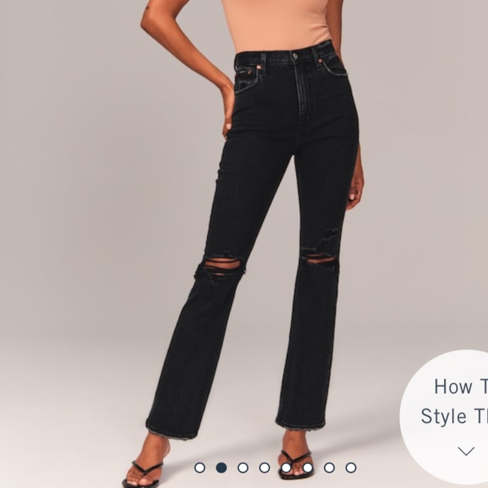 Abercrombie & Fitch Black Ripped The Ankle Straight Ultra High Rise Jeans